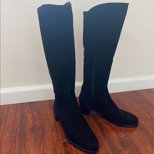 Stuart Weitzman Black Suede Knee High Boots Sz 10